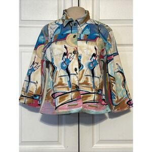 Kaktus Denim Multicolor Jacket Musician Guitar Artsy Girlie RockN'Roll Festival‎